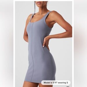 Alo Soft Head Start Yoga Gray Bodycon Mini Dress Size L